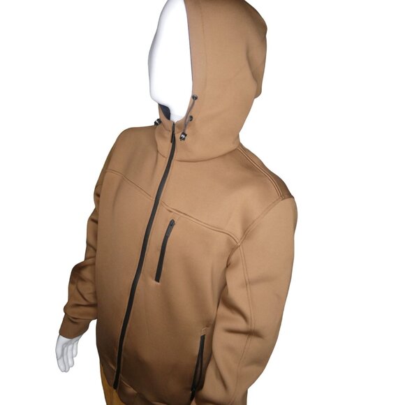 Marc AsMens Brown Hooded Softshell Jacket With Zippered Pocket & Full Zip Closur - Picture 7 of 9